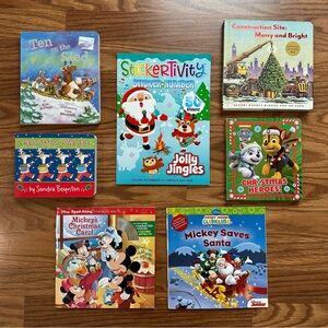 Bundle of 7 Christmas Holiday mixed board sticker books toddler children EUC!